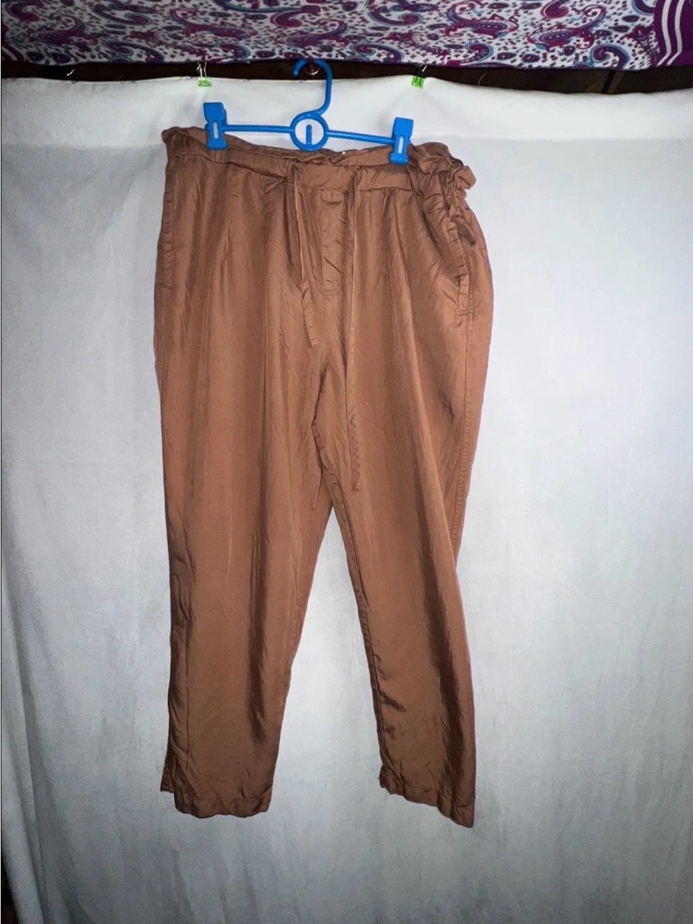 Knox Rose XL Women's Lyocell Pants Casual Drawstring Pants in Brown